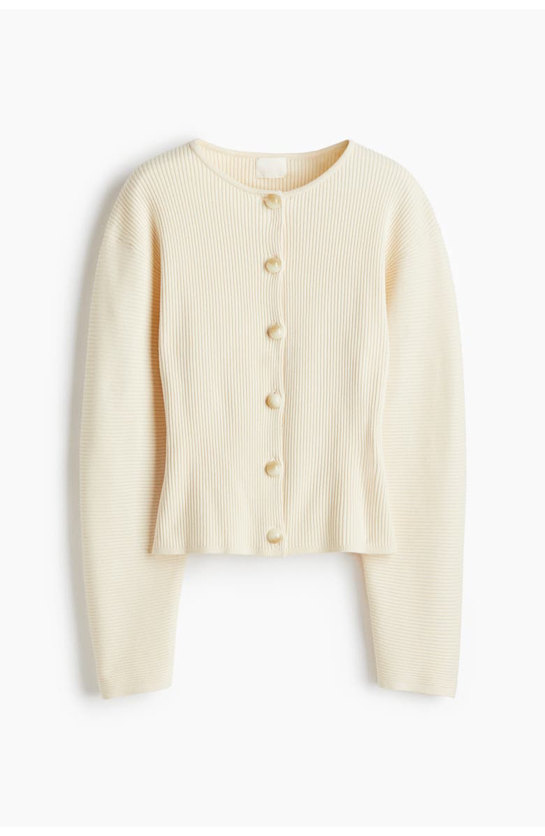 H&M Rib-knit Cardigan, Main, color, Cream