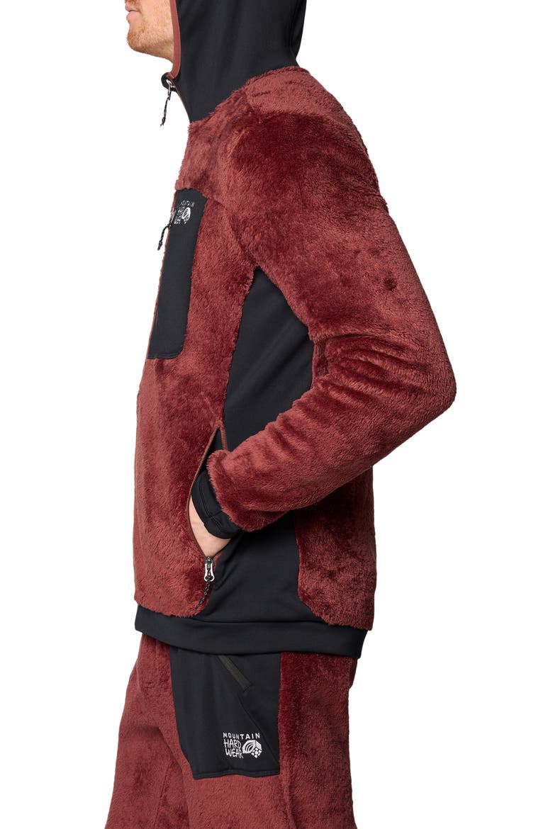 Polartec® High Loft Fleece Hooded Jacket, Alternate, color, BOURBON BROWN/ BLACK