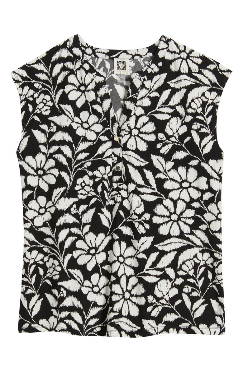 AK ANNE KLEIN Floral Knit Top, Alternate, color, Anne Black/ White Dove