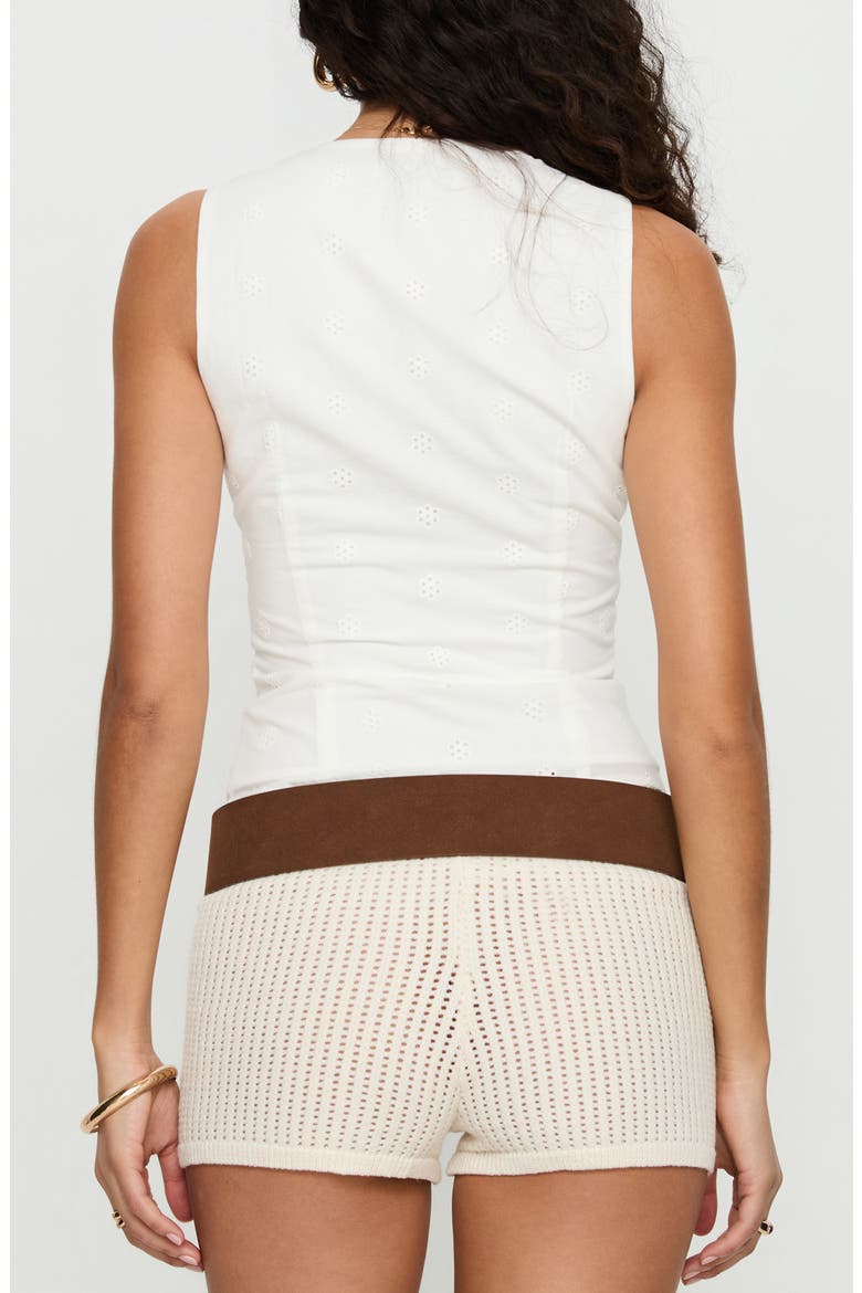 Speechless Eyelet Lace Trim Cotton Tank, Alternate, color, WHITE