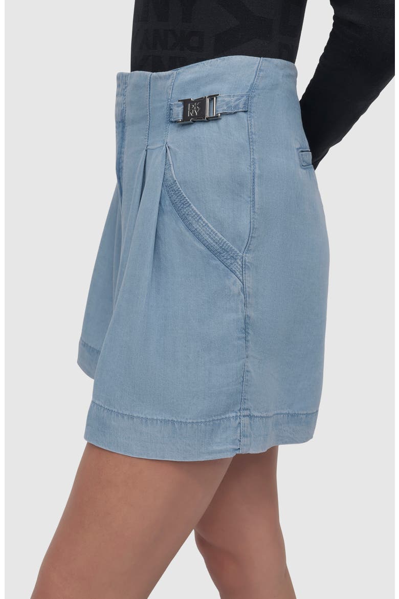Pleated Chambray Shorts, Alternate, color, LIGHT CHAMBRAY