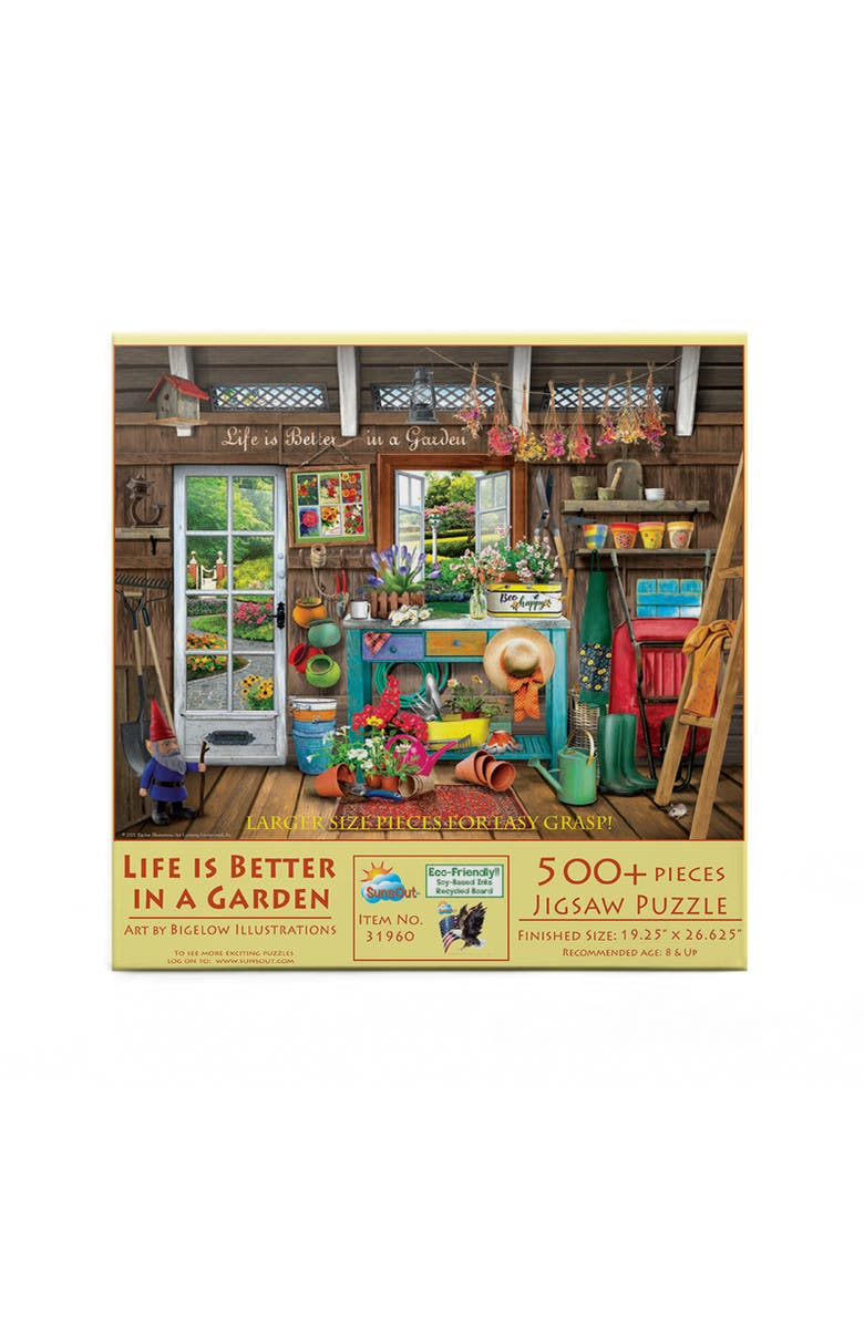 Sunsout Life is Better in a Garden 500 piece Jigsaw Puzzle for Adults Large Pieces, Alternate, color, Multicolor