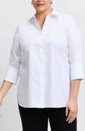 Foxcroft Madison Non-Iron Three-Quarter Sleeve Cotton Button-Up Shirt