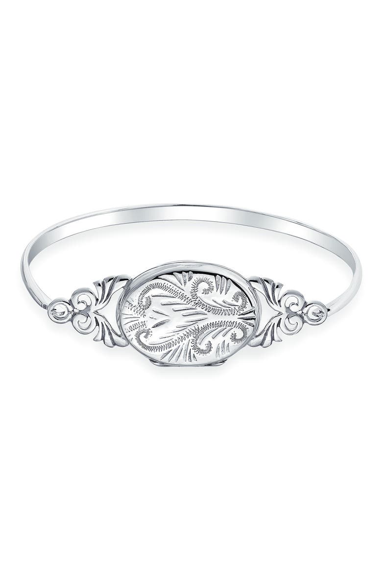 Sterling Silver Locket Bangle Bracelet, Main, color, SILVER