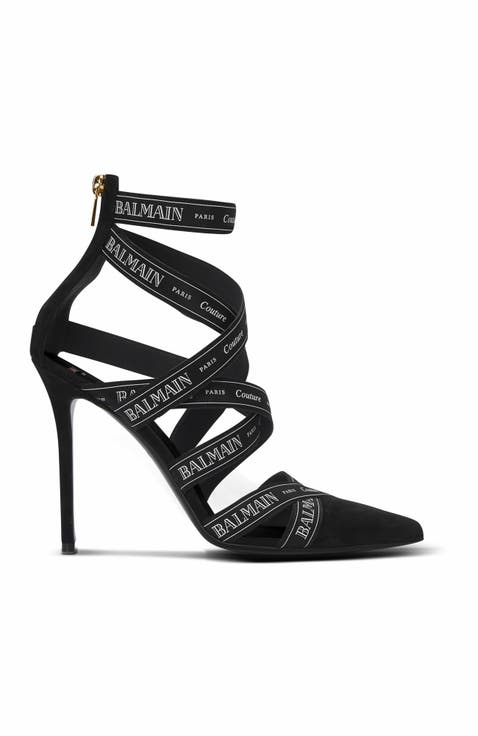 Couture Suede Heels With Balmain Ribbon Motif