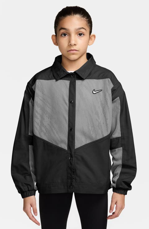 Kids' Sportswear Mesh Panel Snap Jacket