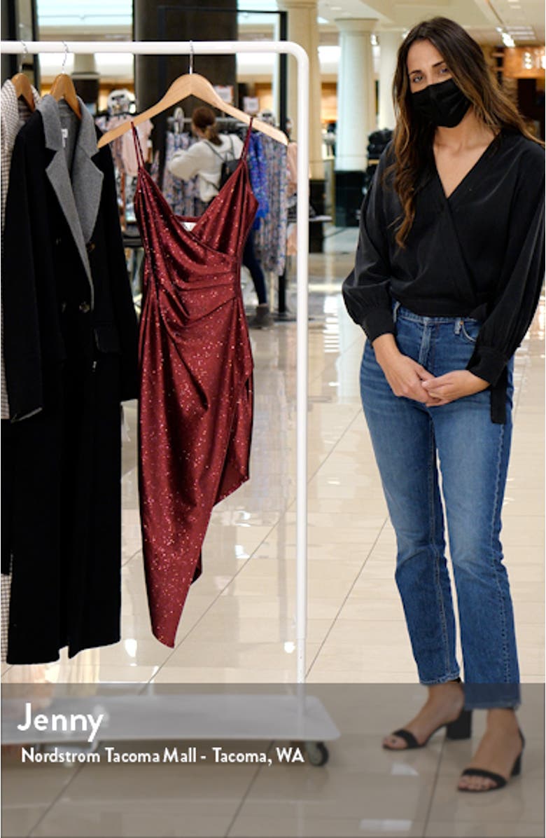 Asymmetric Glitter Knit Cocktail Dress, sales video thumbnail