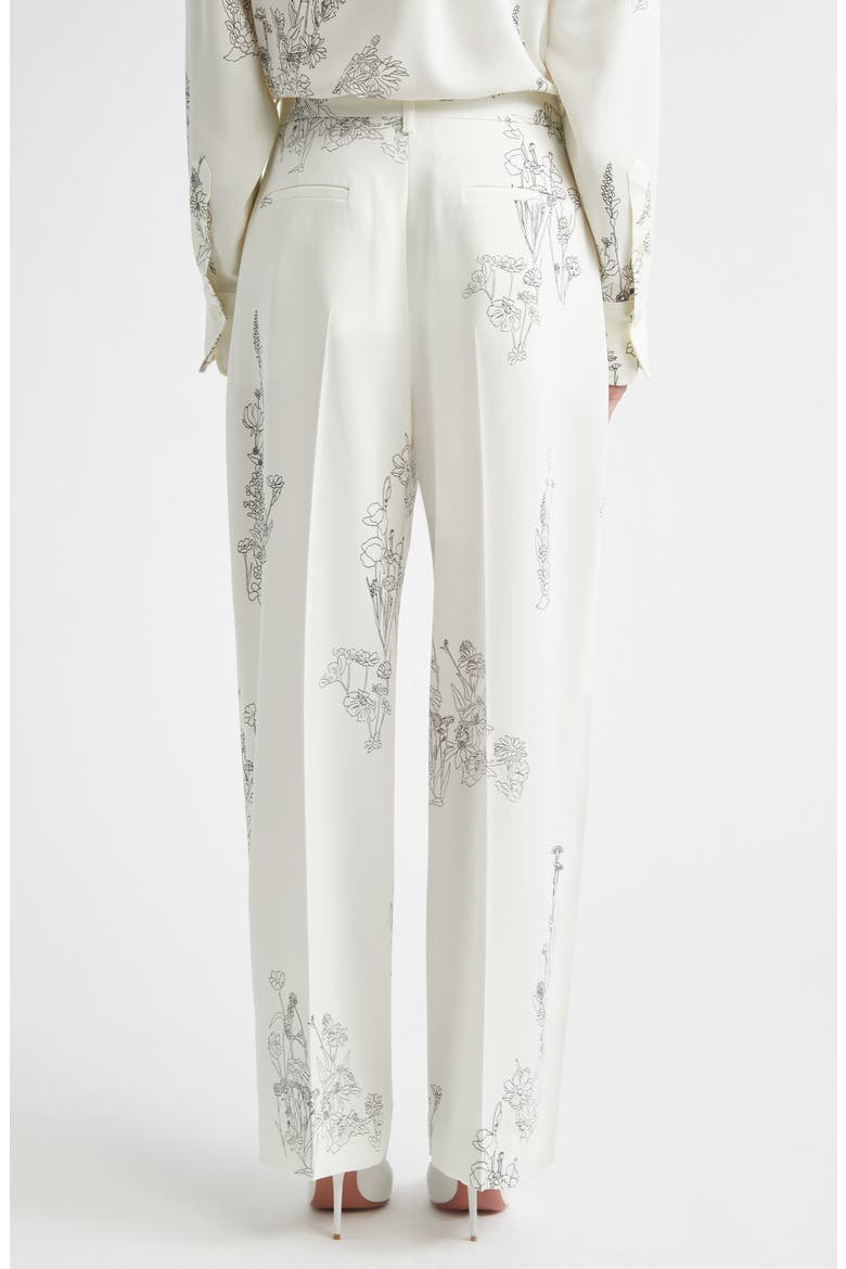 Floral Print Pleated Wide Leg Trousers, Alternate, color, OFF WHITE/BLACK