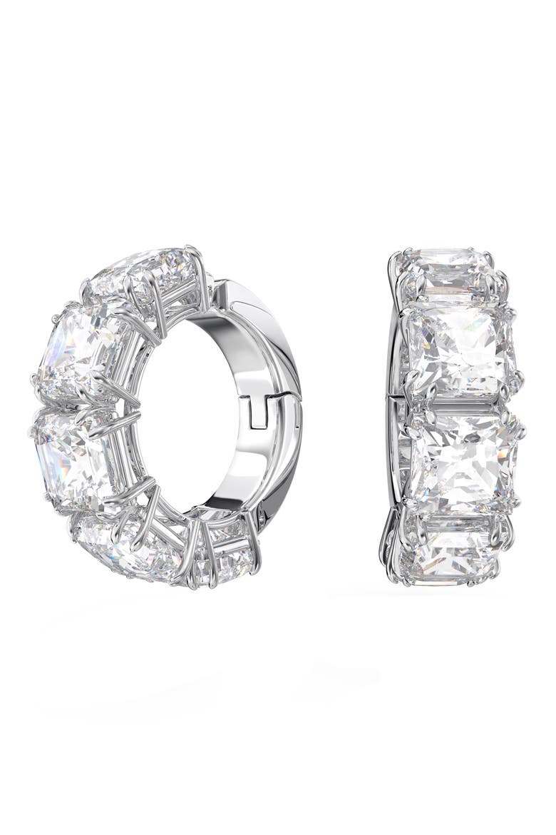 Millenia Clip-On Earrings, Main, color, WHITE/ SILVER