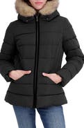 Tahari Nico Faux Fur Trim Water Resistant Puffer Coat