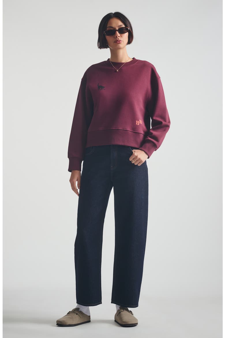 Graphic Relaxed Sweatshirt, Alternate, color, WINDSOR WINE