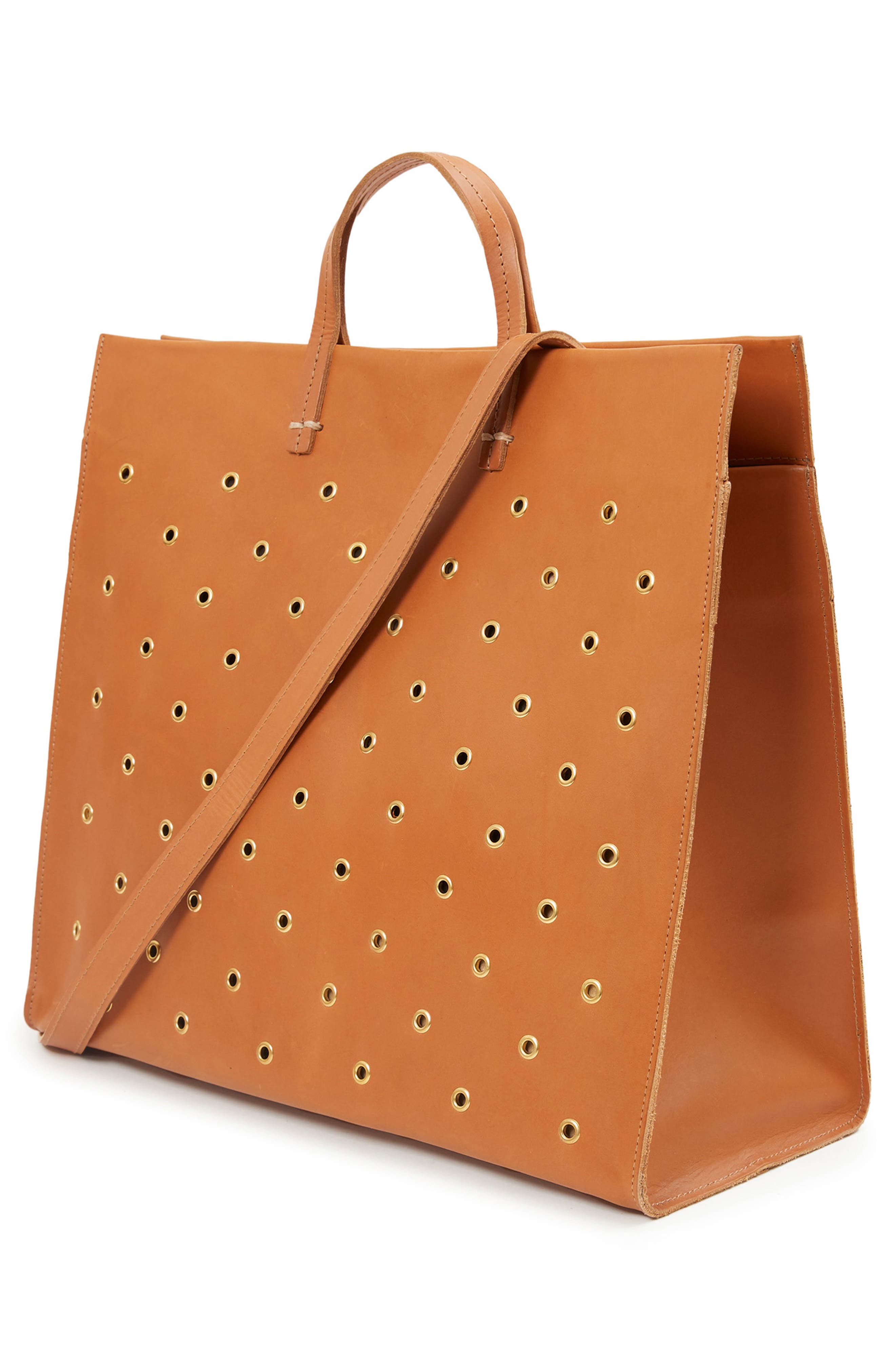 Simple Grommet Leather Tote, Alternate, color, CUOIO VACHETTA