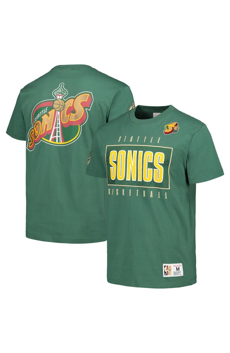 Mitchell & Ness Men's Mitchell & Ness Green Seattle SuperSonics Hardwood Classics Team OG 2.0 Premium Vintage Logo T-Shirt, Alternate, color, 