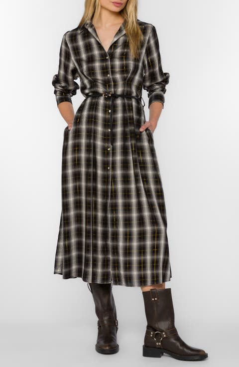 Jericho Plaid Belted Midi Shirtdress