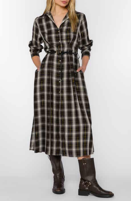 Jericho Plaid Belted Midi Shirtdress