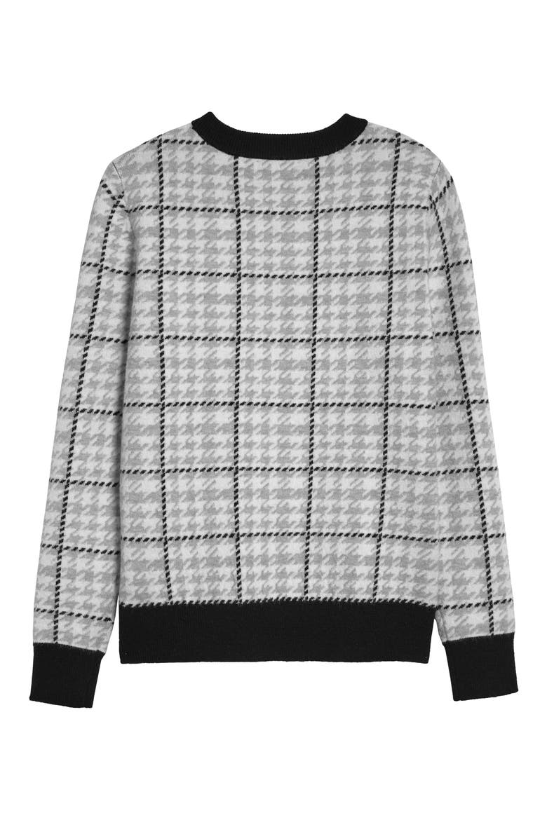 Patterned Crewneck Sweater, Alternate, color, IVORY- GREY HOUNDSTOOTH
