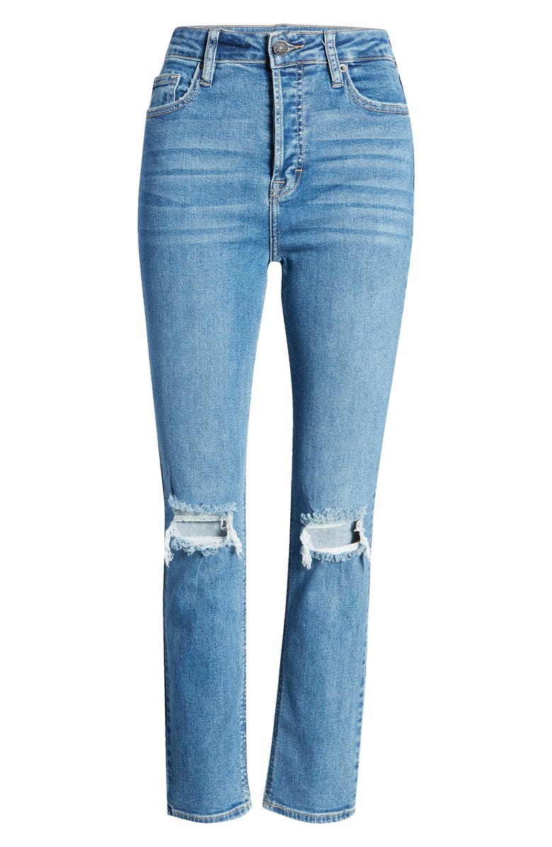 HIDDEN JEANS Ripped High Waist Ankle Straight Leg Jeans, Alternate, color,