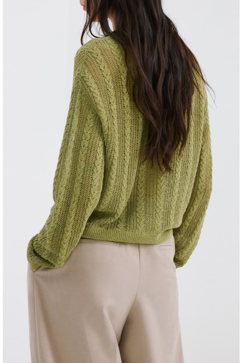 Braided Cardigan, Alternate, color, GREEN