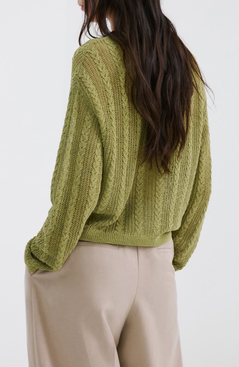 MANGO Braided Cardigan, Alternate, color, Green