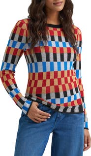 Wrangler Checked Long Sleeve Knit Top