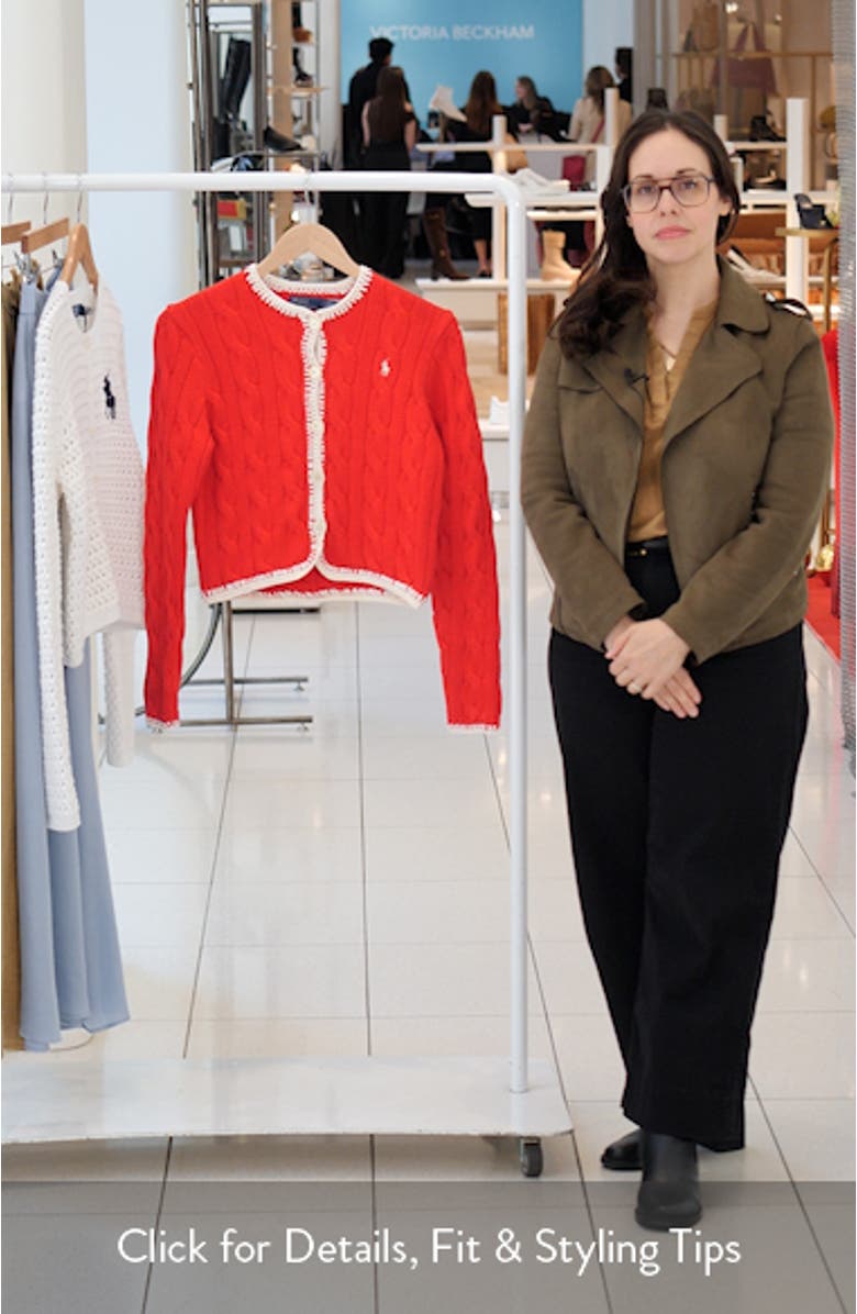 Cable Knit Button Front Crop Cardigan, sales video thumbnail