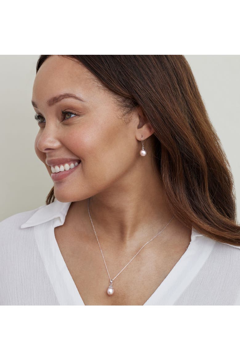 14K Gold Pink Freshwater Pearl Linda Dangling Earrings, Alternate, color, White Gold