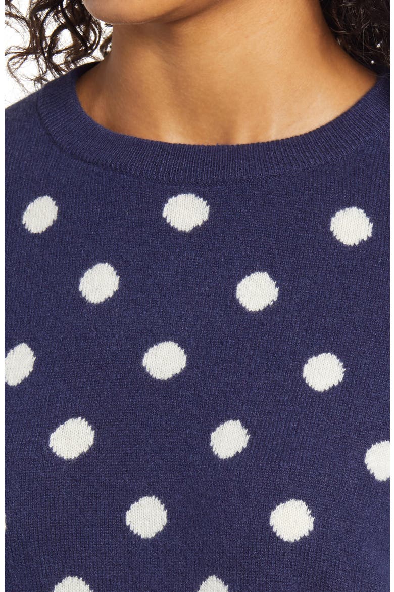 Dot Crewneck Cashmere Sweater, Alternate, color, NAVY- IVORY DOT