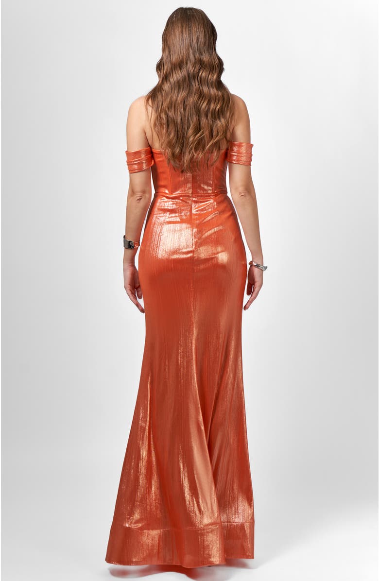 Bariano Bridie Corset Drape Gown, Alternate, color, Orange