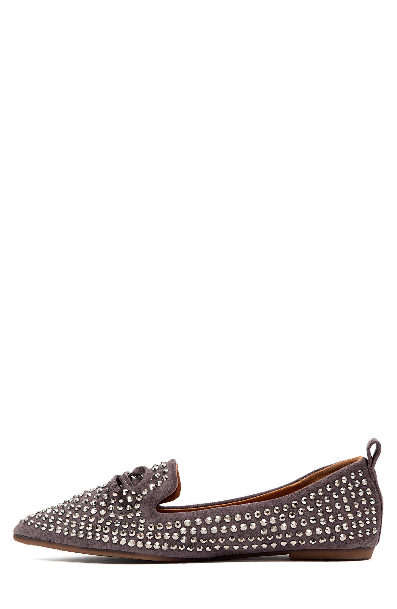 CHIC BY LADY COUTURE Sherry Embellished Bow Flat, Alternate, color, Pewter