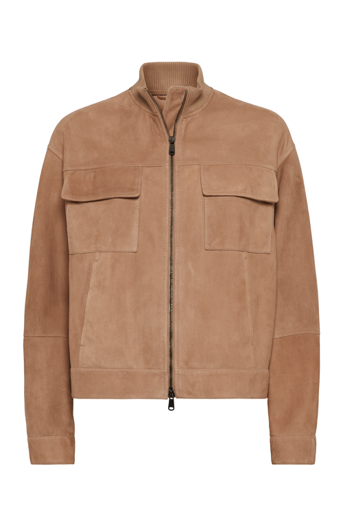 Brunello Cucinelli Couture Suede Jacket In Rust Brown