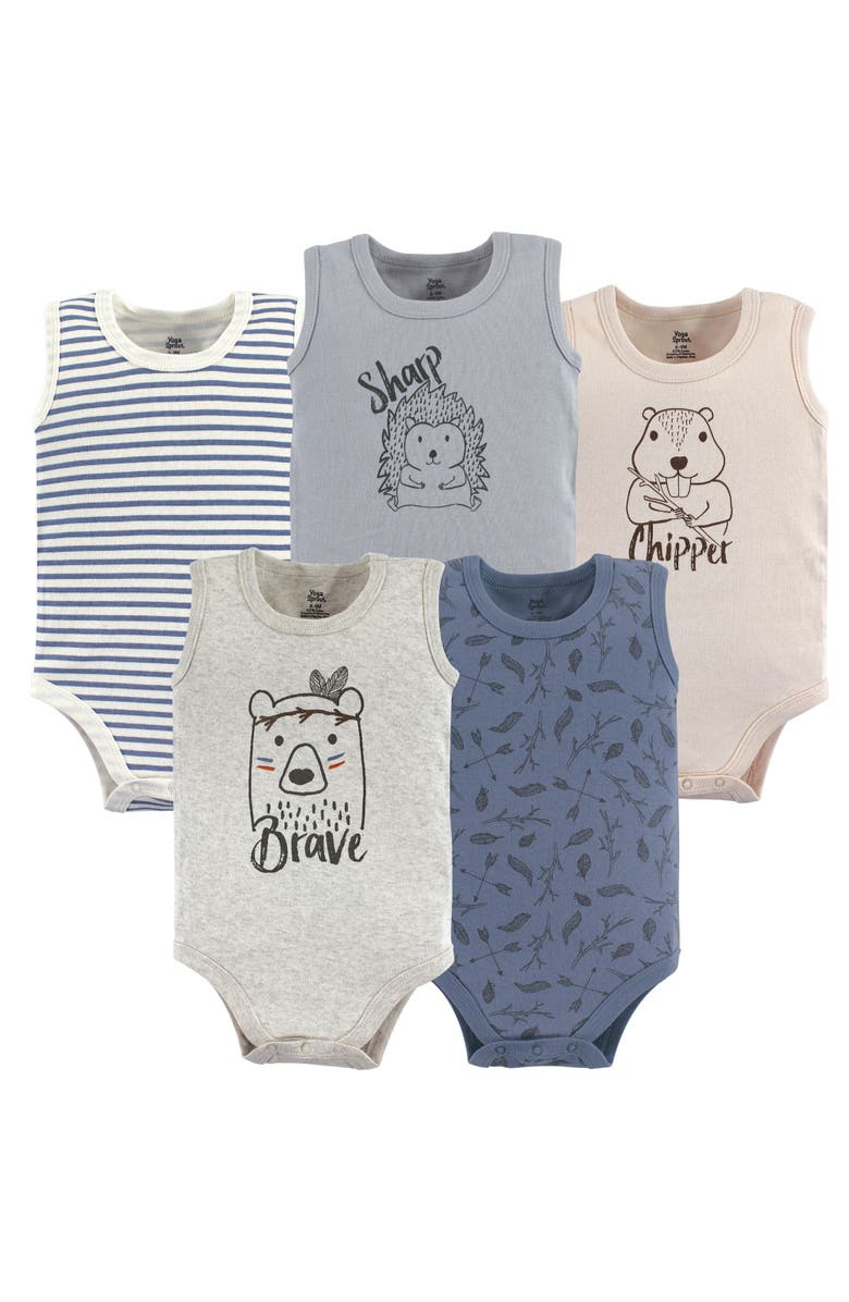 Yoga Sprout 5Pk Sleeveless Bodysuits, Main, color, Wild Woodland