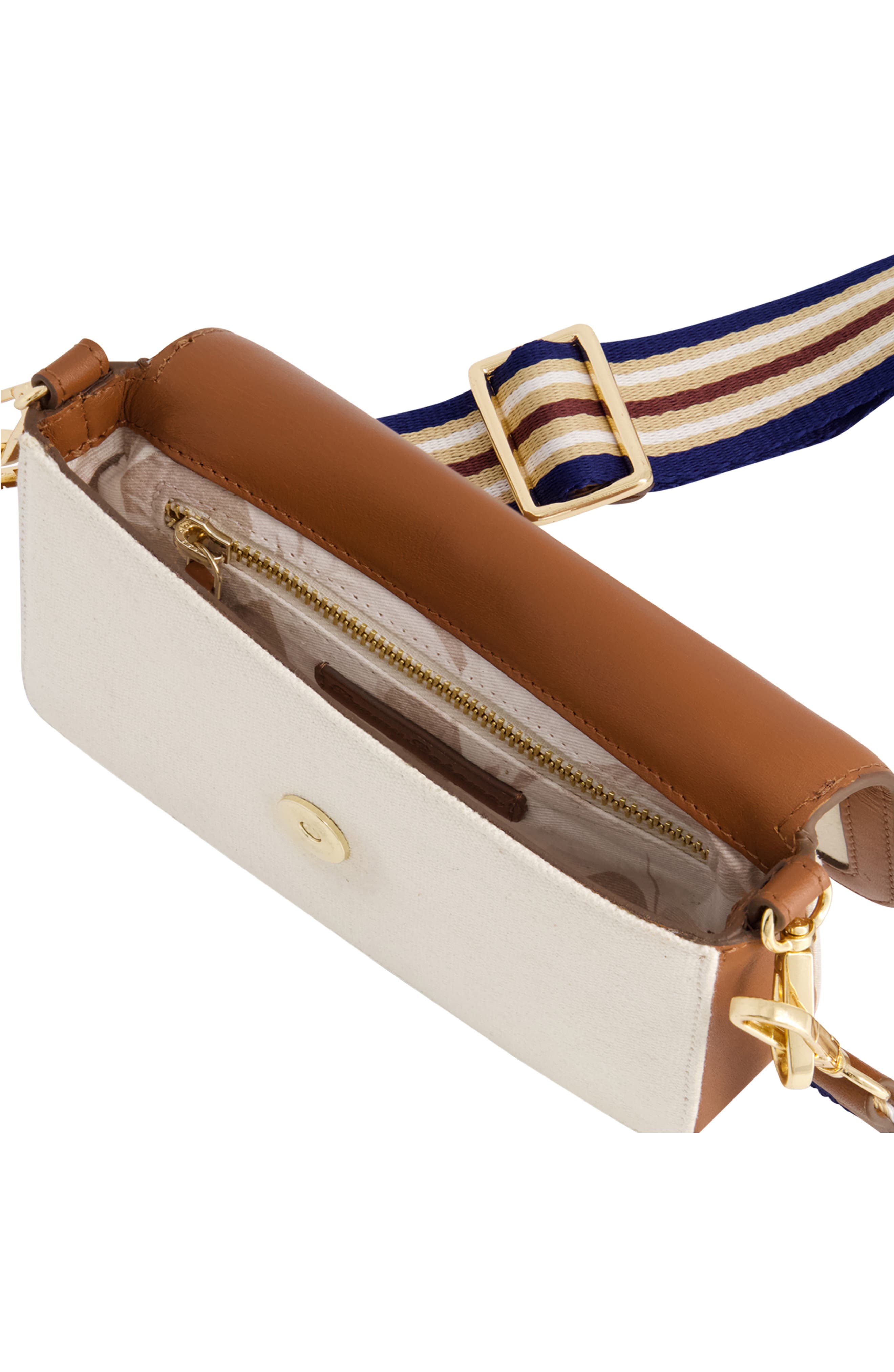 Tommy Bahama Canvas & Leather Trim Double Crossbody Bag, Alternate, color, Natural