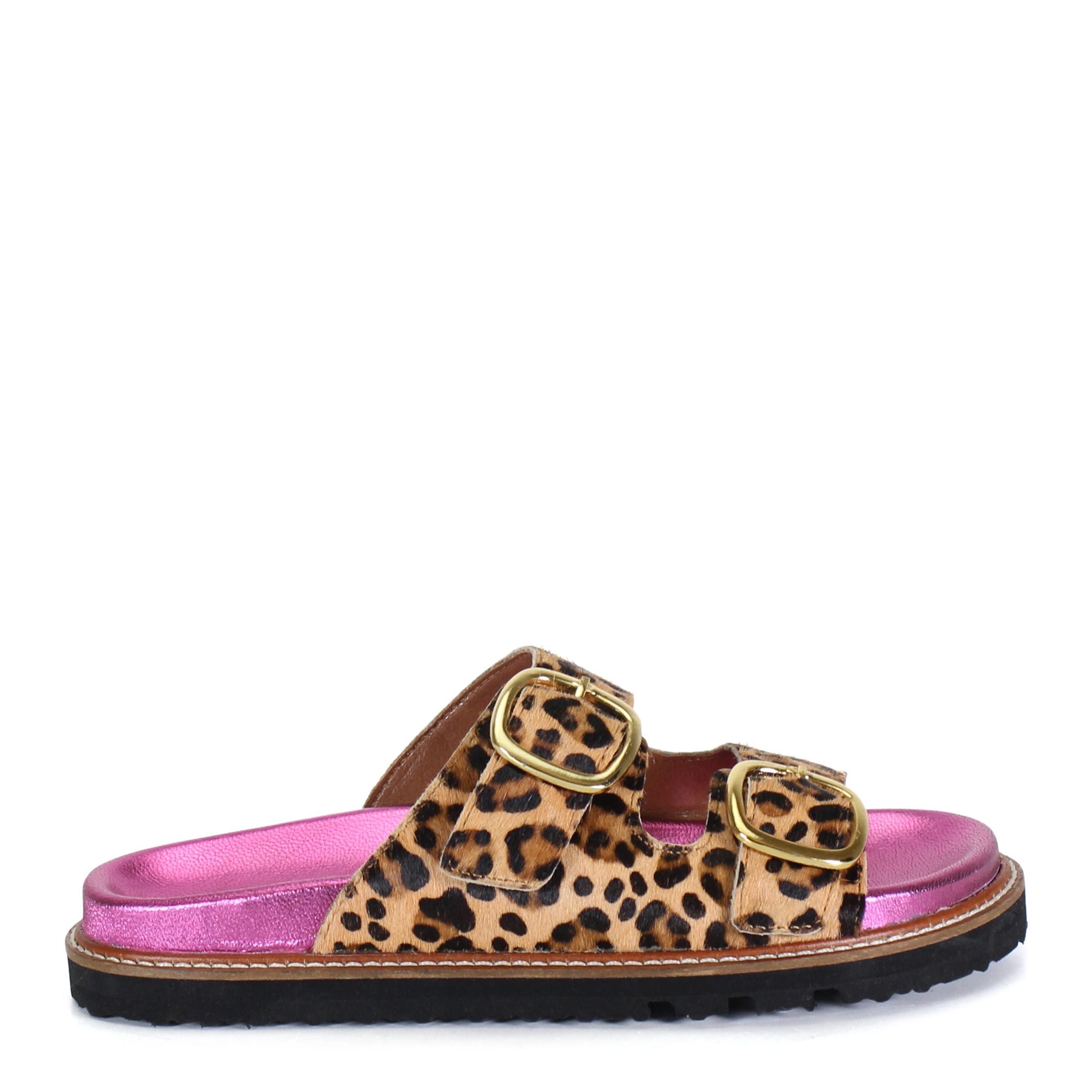 DibaTrue JAN ET Double Buckle Pop of Pink Sandal, Alternate, color, Leopard