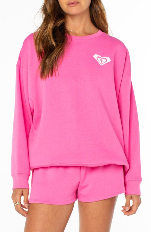 Roxy Morning Stroll Graphic Sweatshirt in Shocking Pink at Nordstrom, Size Small