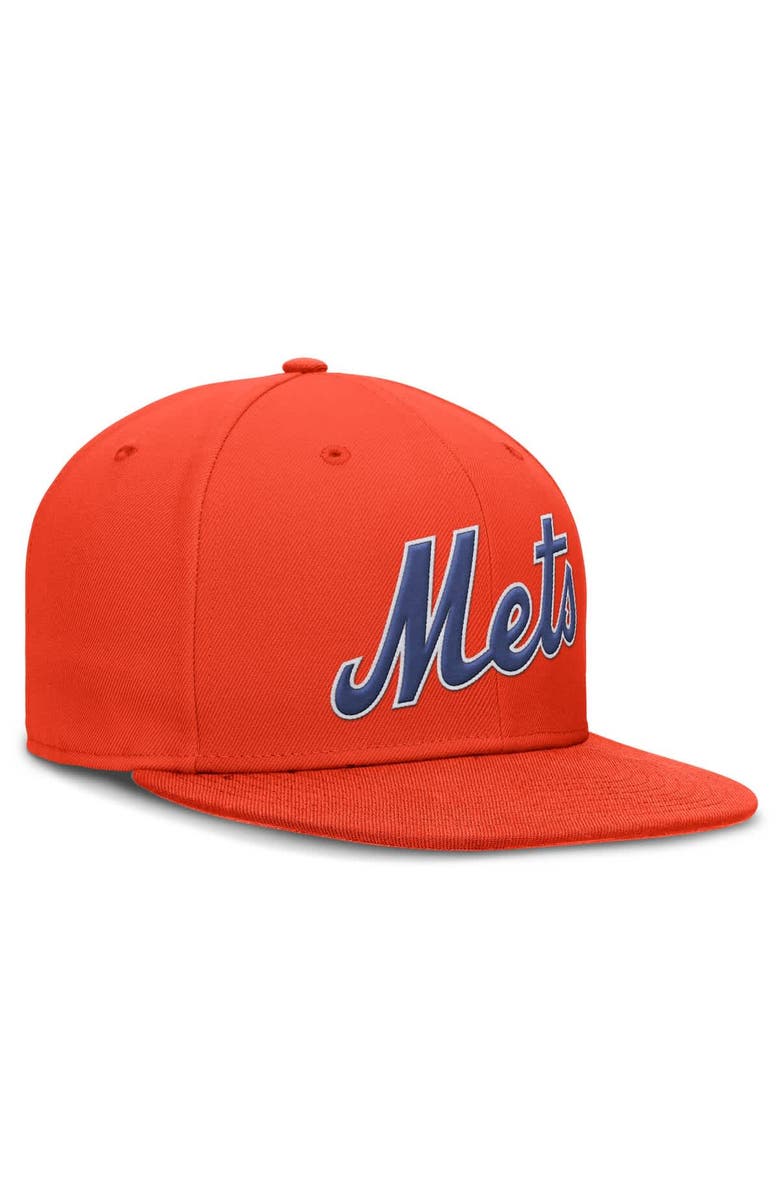 Nike Men's Nike Orange New York Mets Wordmark Dri-FIT Round Bill True Fitted Hat, Alternate, color, Orange