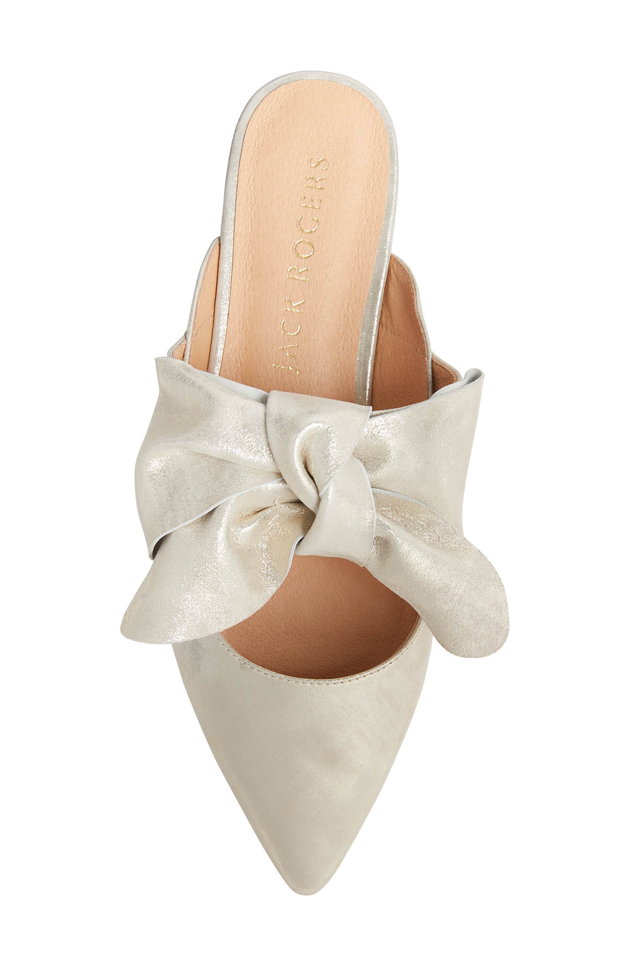 Heidi Bow Pointed Toe Mule, Alternate, color, PLATINUM