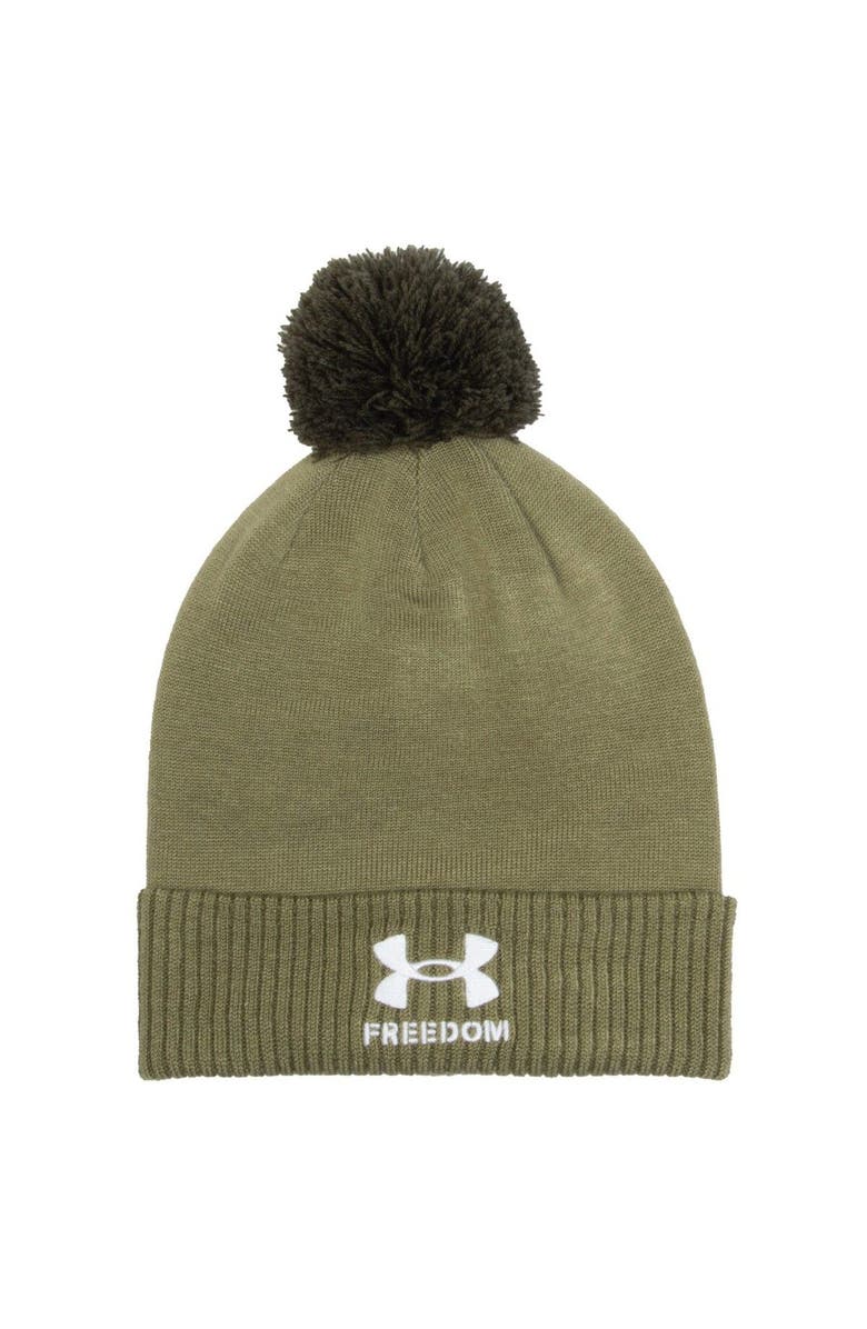 Under Armour Men's Under Armour Green Northwestern Wildcats Freedom Collection Cuffed Knit Hat with Pom, Alternate, color, Hunter Green