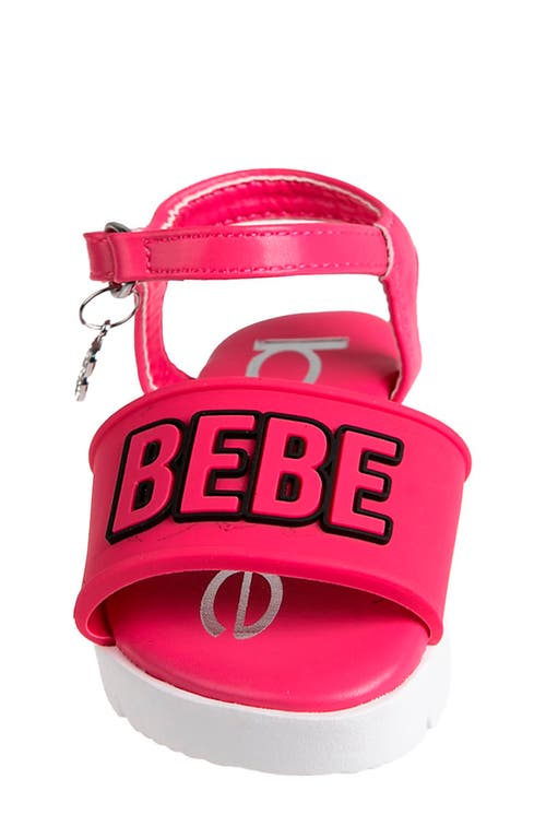 Bebe Little Girls Flat With Rhinestone Dangle Charm Sandals In Fuchsia