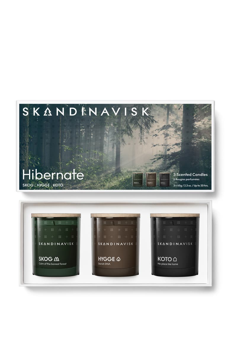 SKANDINAVISK HIBERNATE Mini Candle Giftset 65g x 3, Main, color, Green