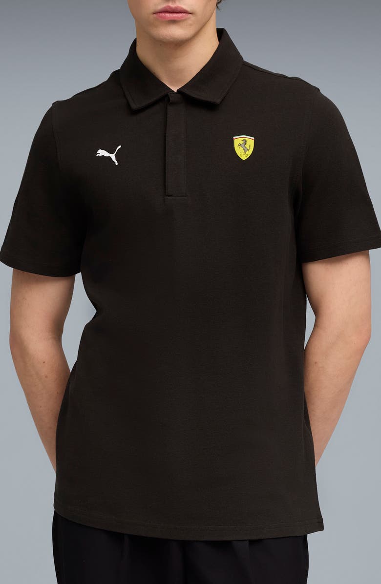 PUMA Scuderia Ferrari Sportswear Logo Cotton Polo, Main, color, Puma Black