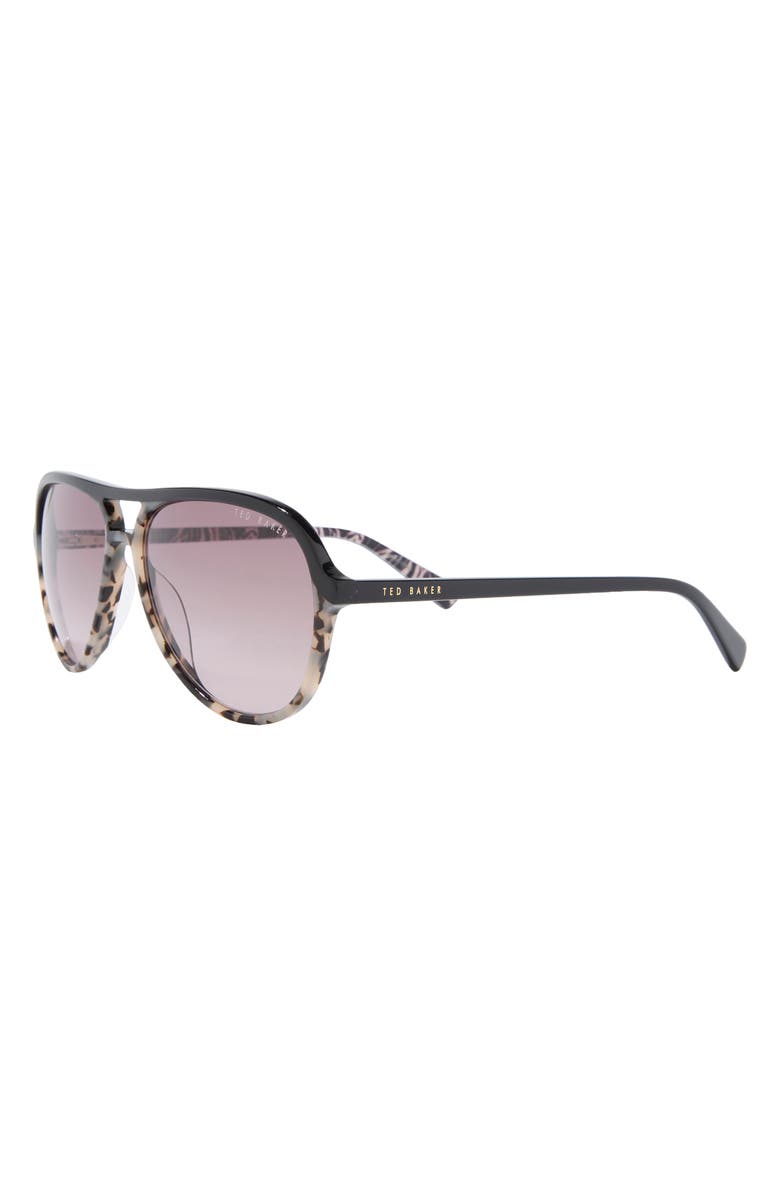 Ted Baker 57mm Gradient Aviator Sunglasses, Alternate, color, Ivory Tortoise