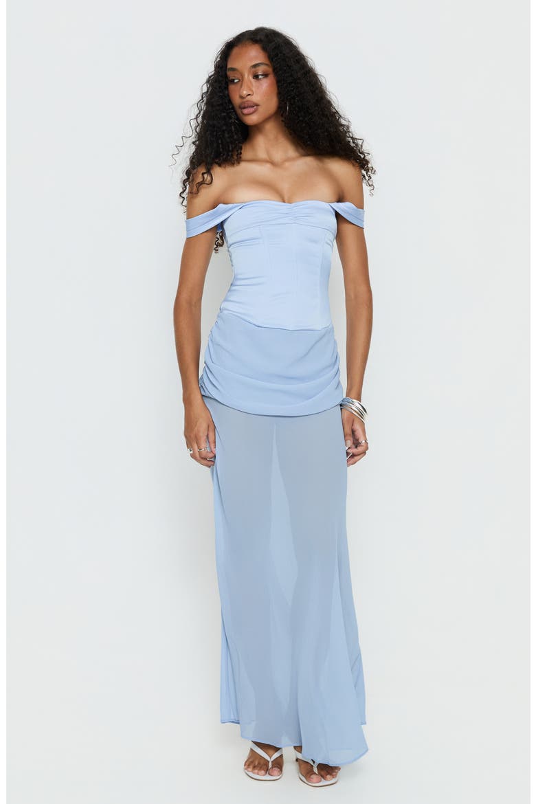 Angiola Off the Shoulder Corset Maxidress, Alternate, color, BLUE