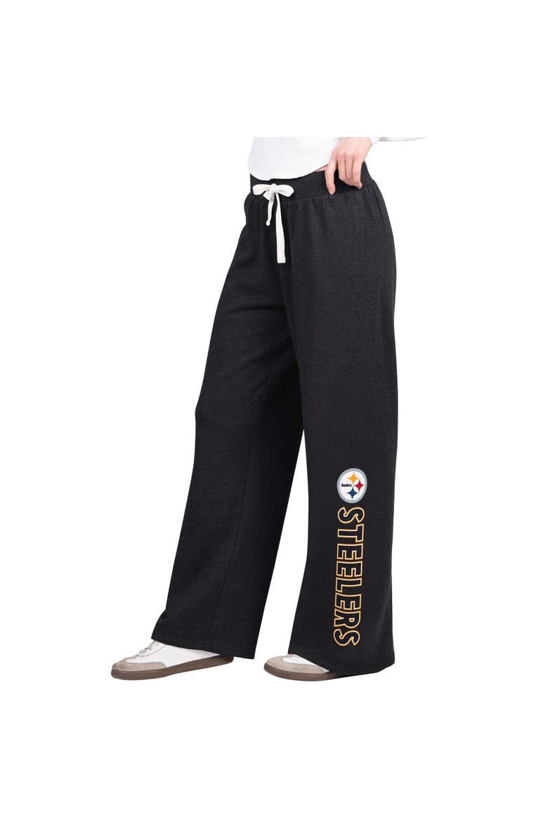 Women's G-III 4Her by Carl Banks Black Pittsburgh Steelers Field Wide Leg Sweatpants, Alternate, color, Black