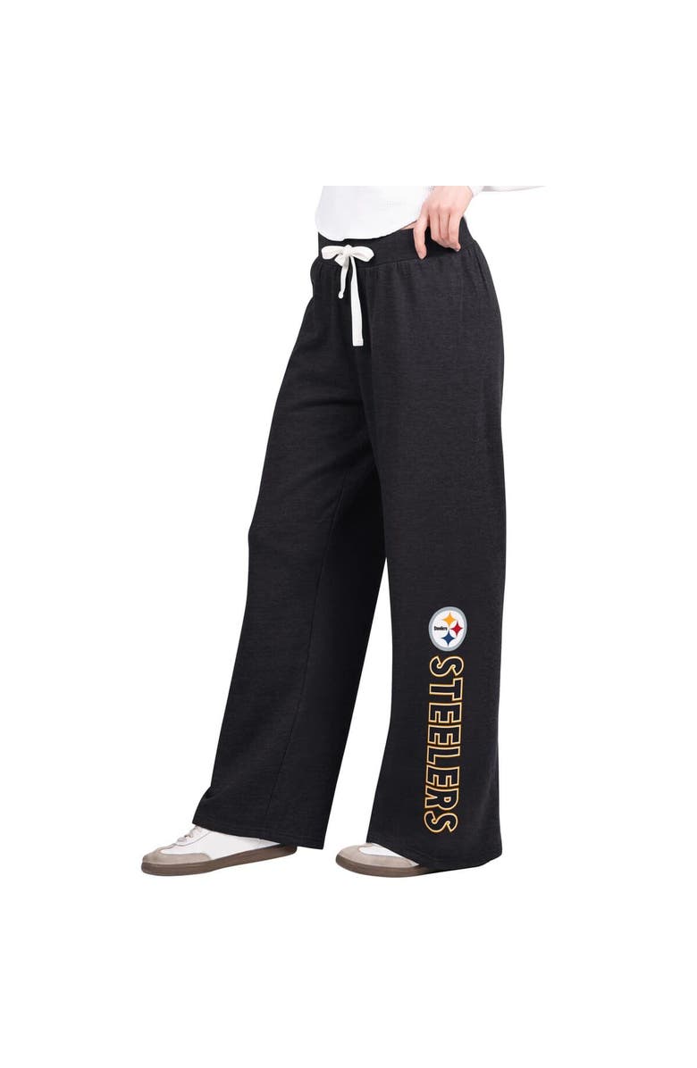 G-III 4HER BY CARL BANKS Women's G-III 4Her by Carl Banks Black Pittsburgh Steelers Field Wide Leg Sweatpants, Alternate, color, Black