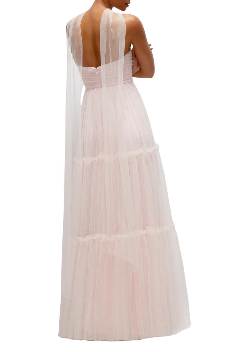 Strapless Tiered Tulle Gown, Alternate, color, BALLET PINK