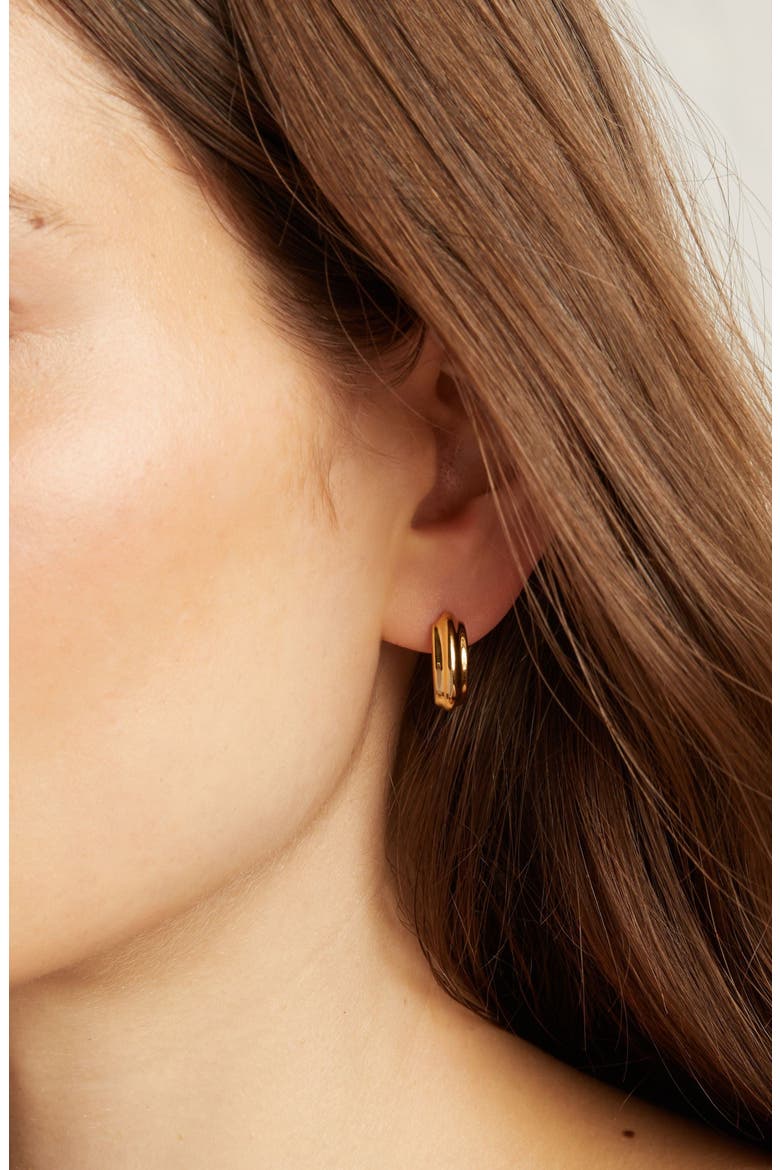 Mini Tidal Hoop Earrings, Alternate, color, Gold Plated Stainless Steel