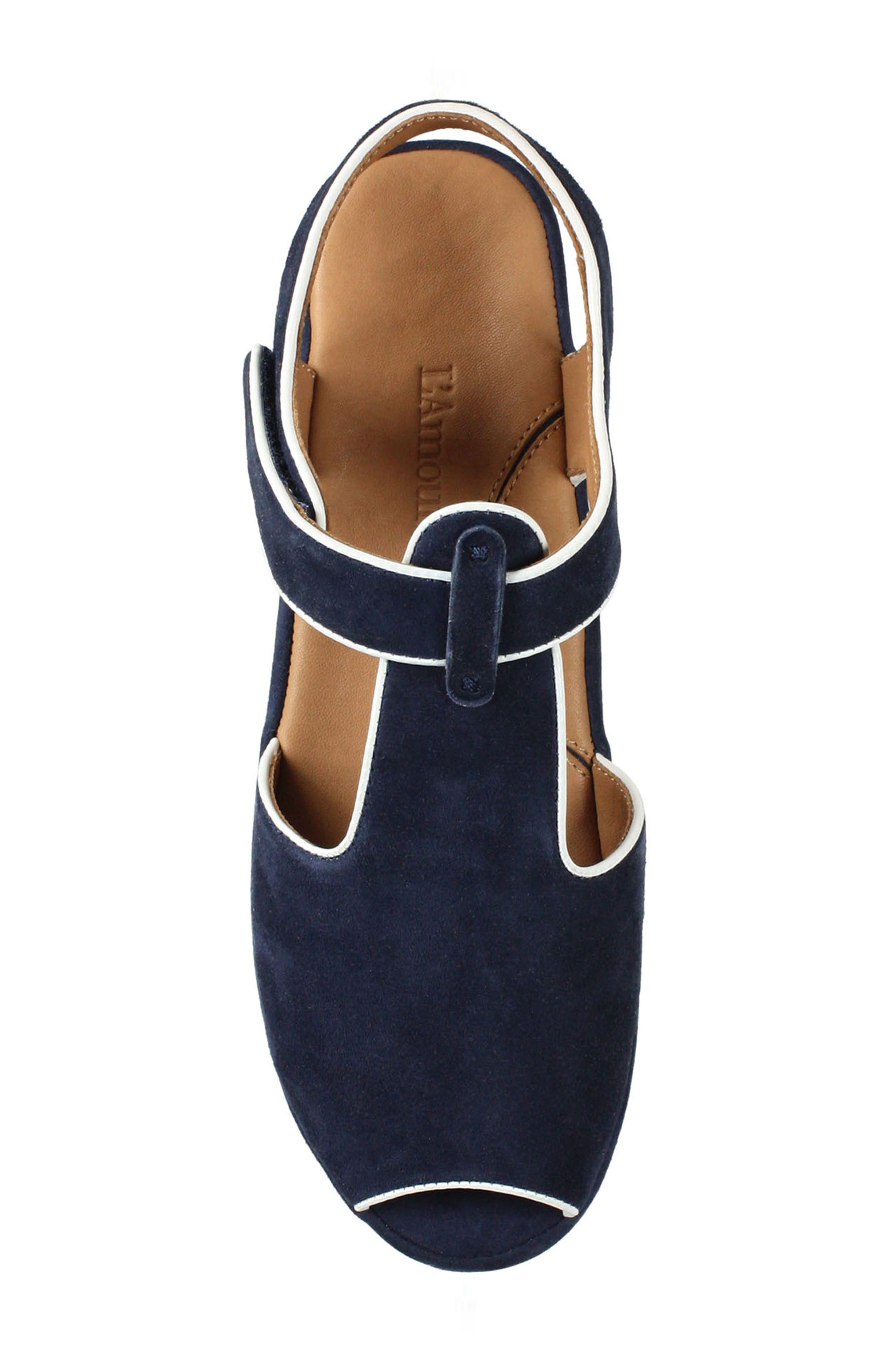 Almika Sandal, Alternate, color, NAVY/ WHITE SUEDE