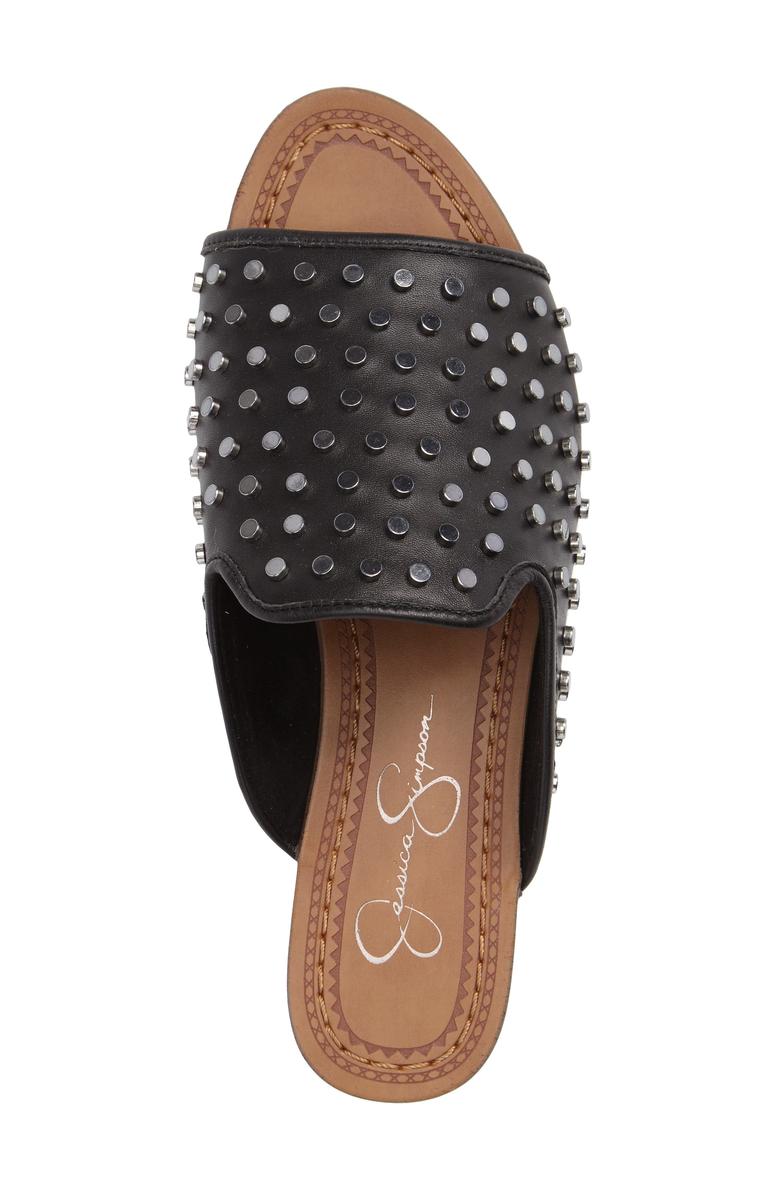 Kloe Studded Slide Sandal, Alternate, color, BLACK