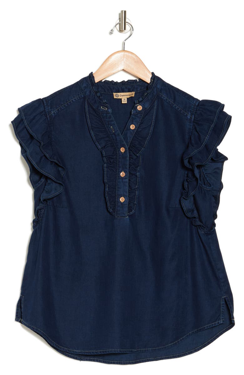 Democracy Ruffle Top, Alternate, color, Indigo