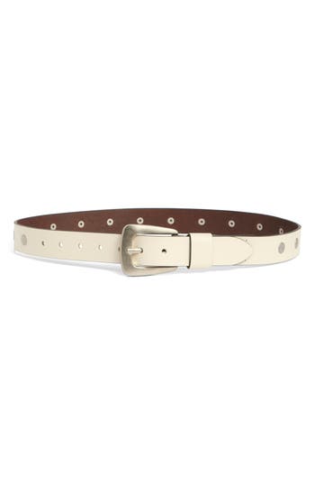 Allsaints Flat Stud Keeper Leather Belt In Red